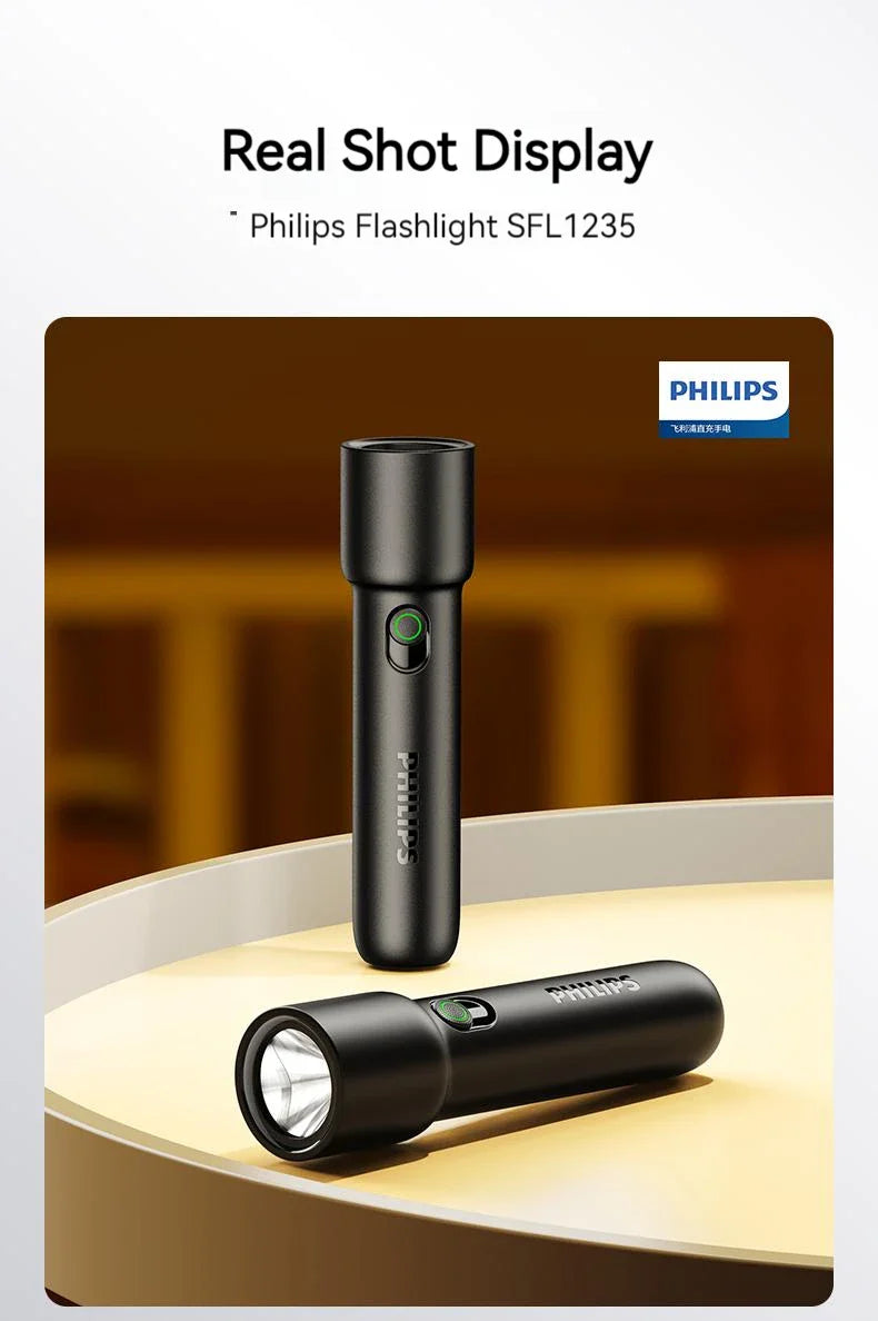 Philips 2025 New EDC Portable Rechargeable LED Flashlight – Self Defense, Camping & Hiking Tool