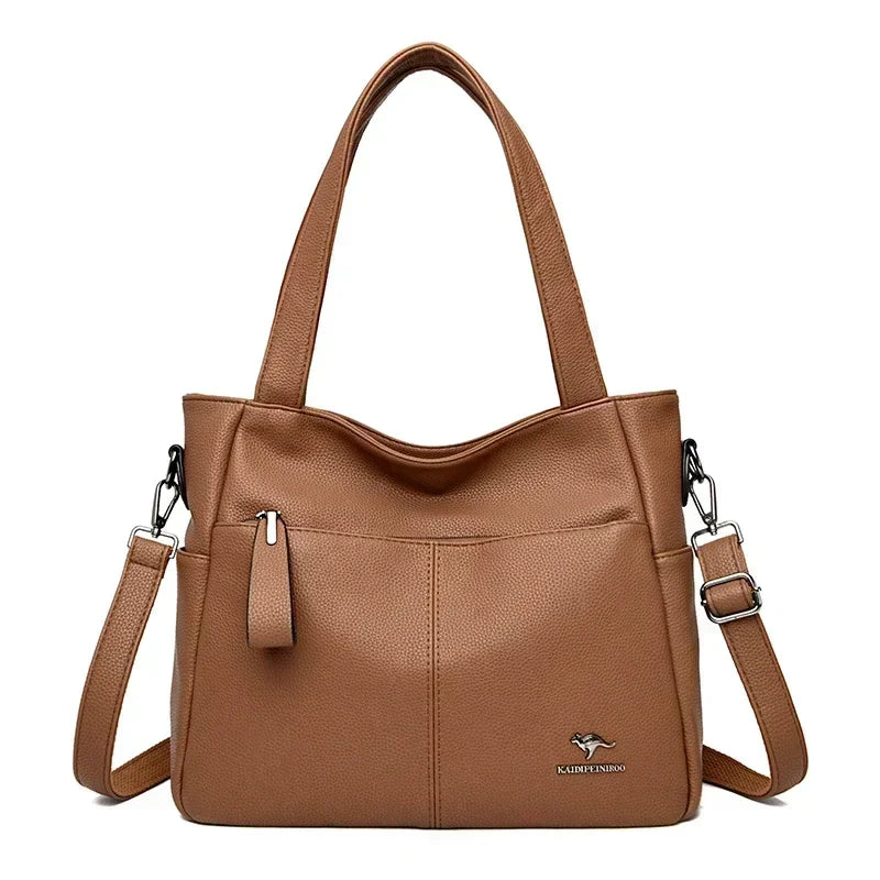 Luxury Women’s Leather Casual Tote Bag – High Quality Large Shoulder & Crossbody Handbag