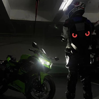LOY LED Knight Cycling Backpack - Waterproof Motorcycle Helmet Bag with Bluetooth APP Control, Hard Shell Laptop Bag with LED Lights