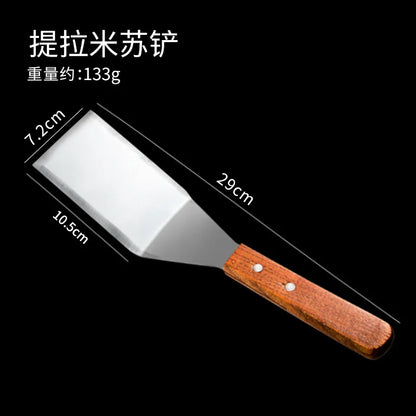 Tiramisu Removable Cake Mold Set — Stainless Steel Stand, Long Tray & Shovel Tool for Baking, Kitchen Accessories