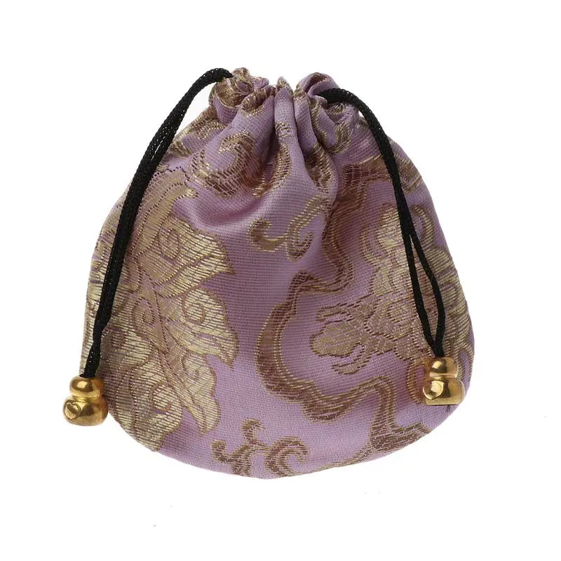Silk Brocade Drawstring Gift Bags – Embroidered Jewelry, Coin & Candy Pouch for Wedding & Party Favors