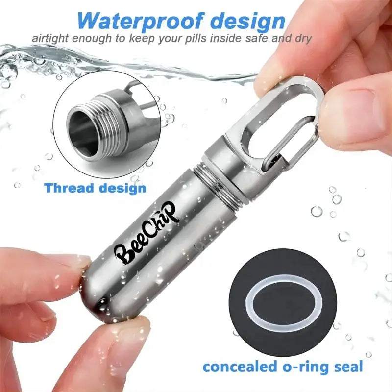 Stainless Steel Waterproof Pill Box – Portable, Moisture-Sealed Travel Medication Storage