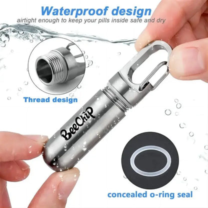 Stainless Steel Waterproof Pill Box – Portable, Moisture-Sealed Travel Medication Storage