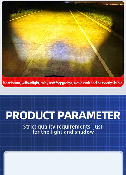 Motorcycle LED Spotlight — Dual-Color Hi/Low Beam Fog Lamp for Cars, Trucks, SUVs & UTVs, 12V/24V Mini Lens Driving Light