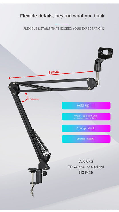 Adjustable Microphone Suspension Boom Arm Stand – Compatible with K669, K670, K658, K678, K690, Compact Mic Stand for Broadcasting