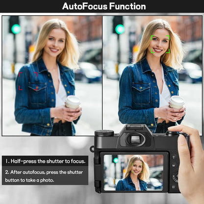 Compact 4K Digital Camera – 64MP WiFi Webcam, Retro Vlog Recorder with 3-Inch Flip Screen & Wide Angle Lens for YouTube