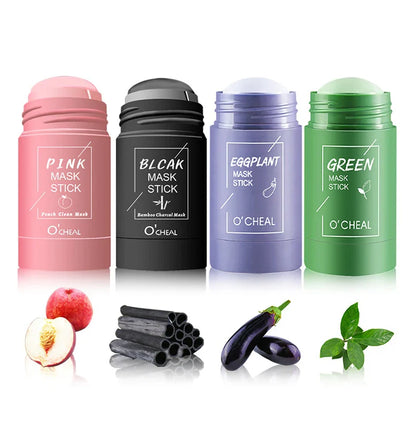 Green Tea & Honey Peach Facial Mask Stick – Pore Cleansing, Moisturizing & Charcoal Mud Mask