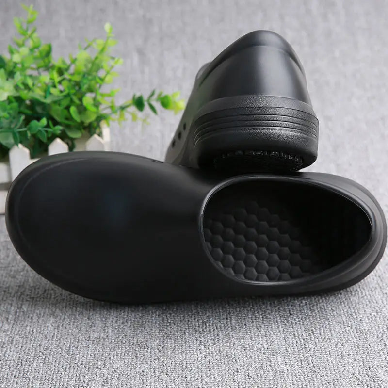 Non-Slip Chef Work Shoes - Lightweight Waterproof Slip-On Shoes with EVA Upper & Rubber Sole for Kitchen, Hospital & Restaurant Work