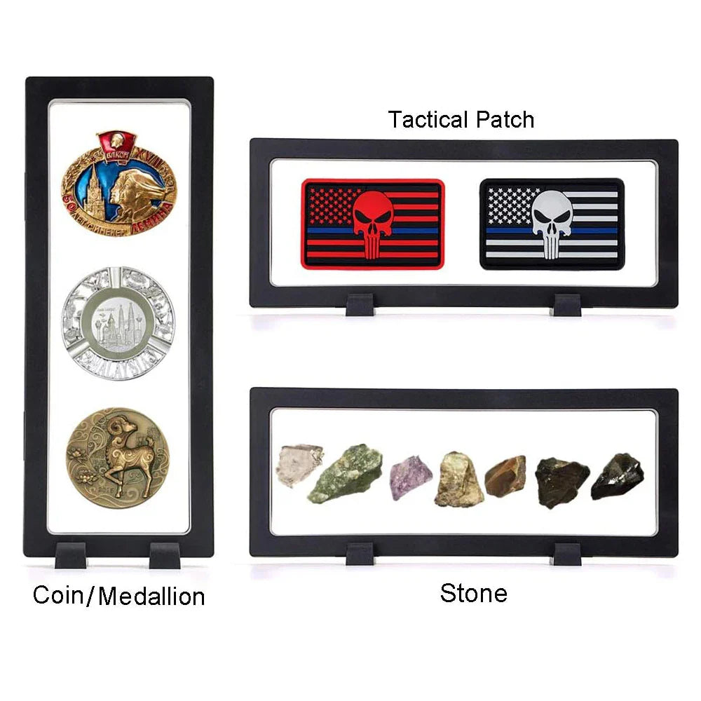 Dustproof 3D Floating Frame Display Box – Anti-Oxidation Jewelry, Coin & Keepsake Case