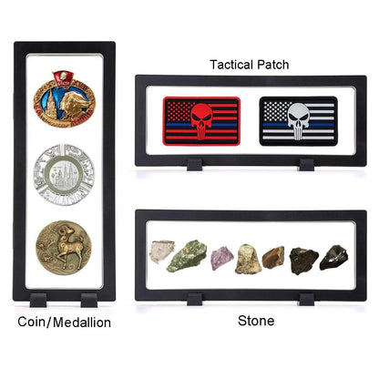 Dustproof 3D Floating Frame Display Box – Anti-Oxidation Jewelry, Coin & Keepsake Case