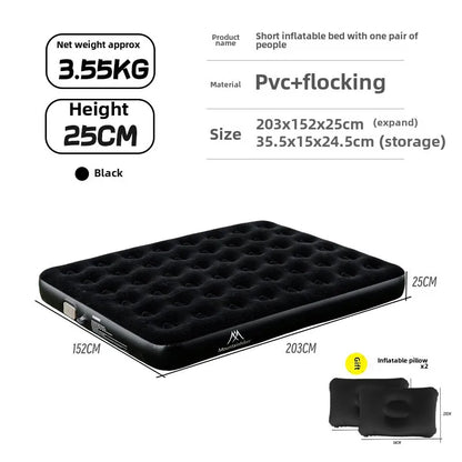 MOUNTAINHIKER 2025 Inflatable Air Mattress – PVC Glamping Sleeping Mat with Built-in Pump for 1-3 Persons