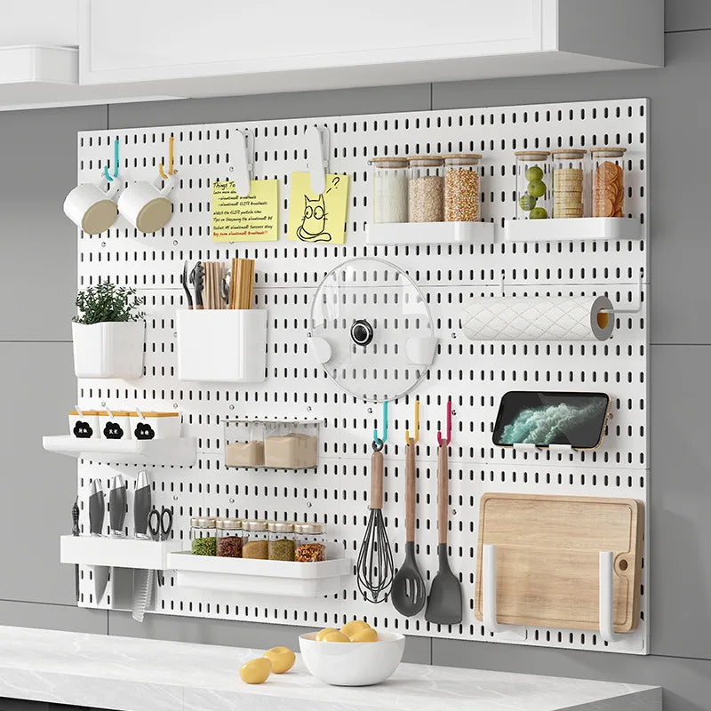 DIY Pegboard Accessories | Hanging Shelf Storage Hooks and Wall Organizer | No Punching Crafts Organization for Garage, Kitchen, and Room
