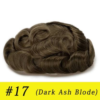 Ultra Thin Skin 0.03mm Men’s Toupee Human Hair Wig – Natural Hair Replacement System Lightweight Male Hairpiece