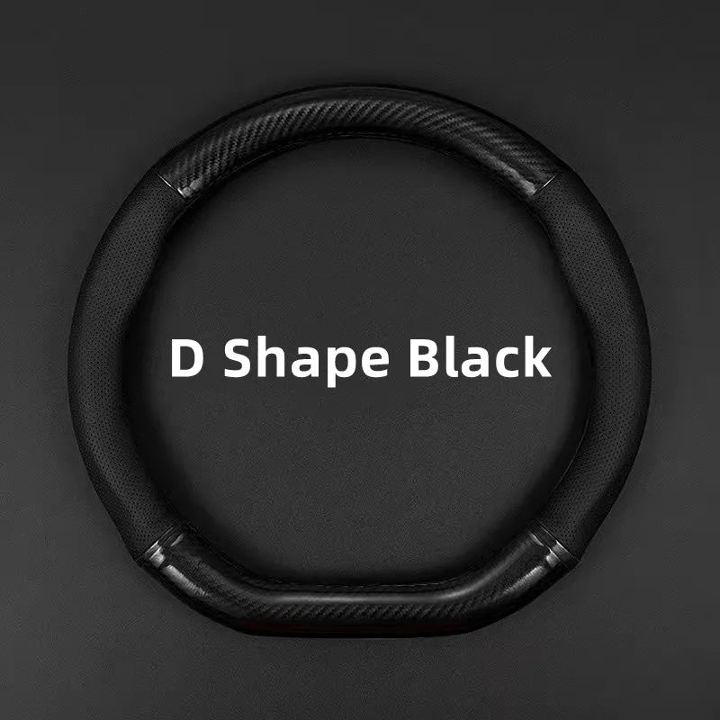 Universal Carbon Fiber Leather Steering Wheel Cover — 3D Anti-Slip, Stylish Car Accessory