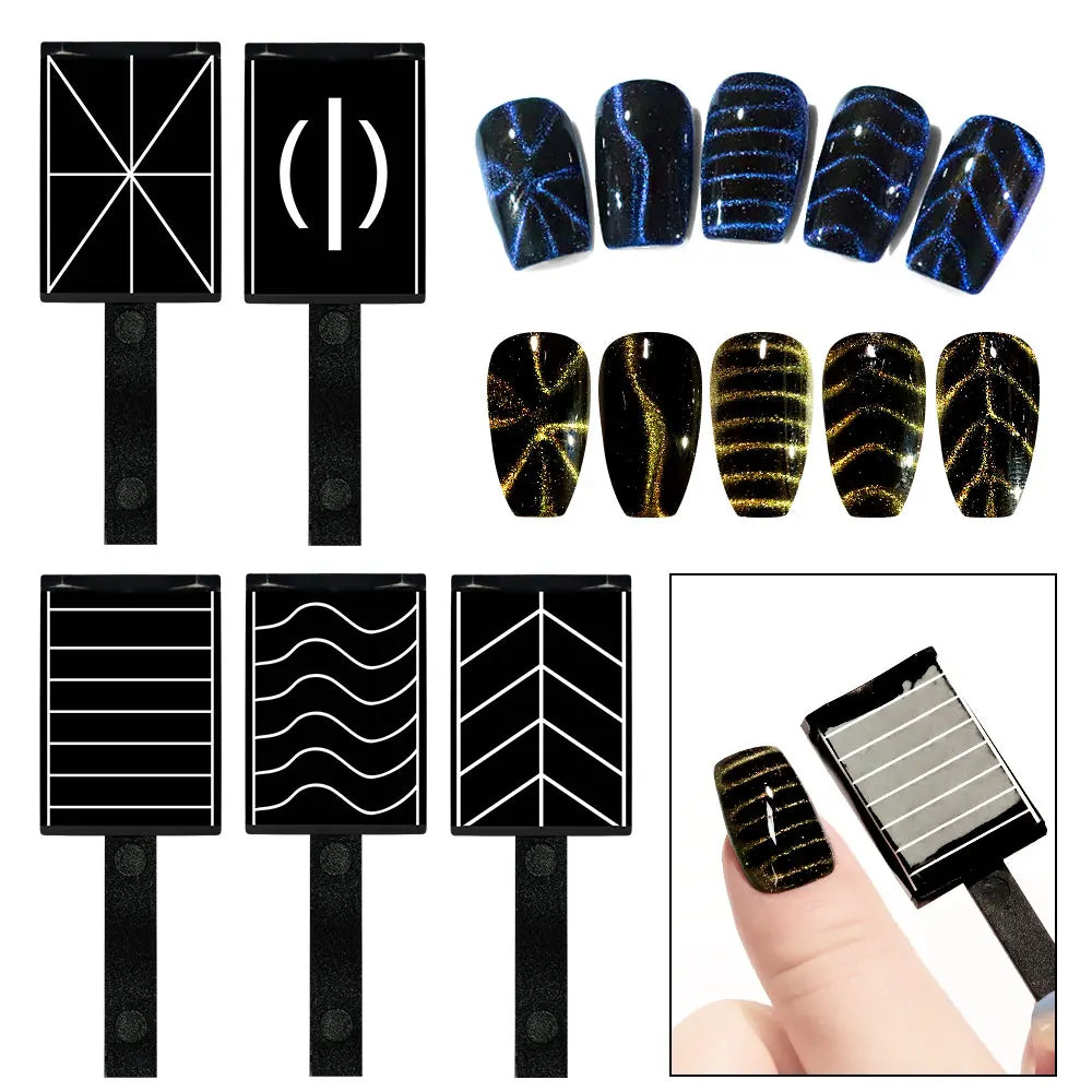 Nail Art Magnetic Wand Pen Set - 3D Cat Eye Gel Painting, UV Gel Polish Magnet Tools for Magic Manicure