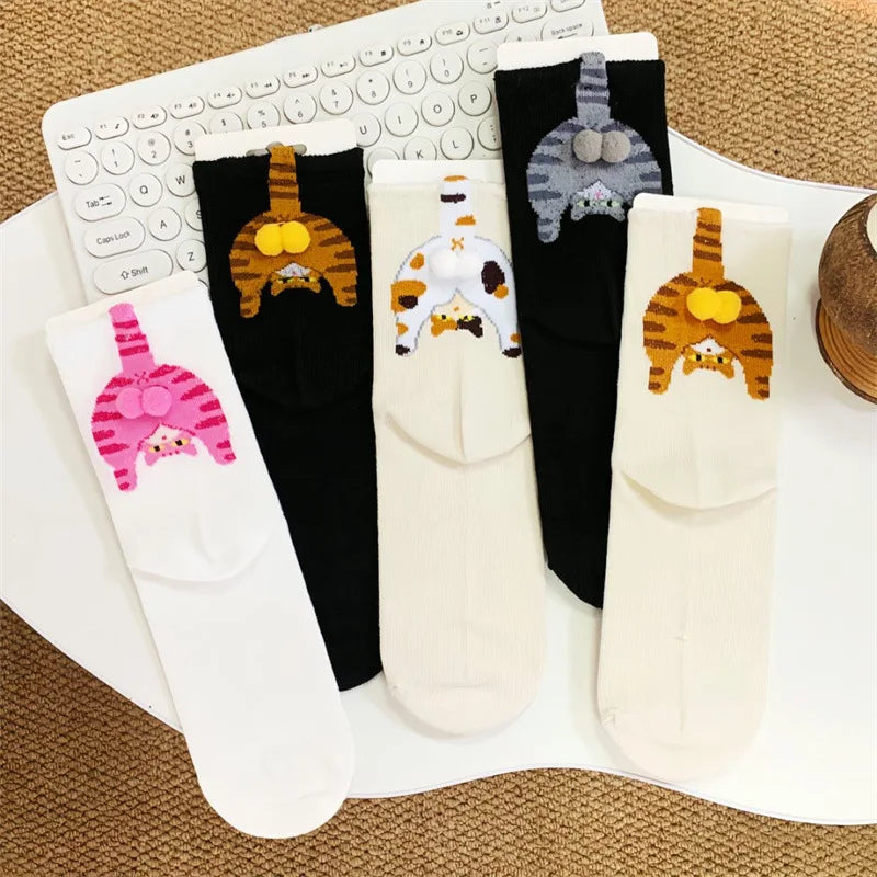 Couple 3D Cat Egg Socks – Funny Mid-Tube Winter Socks for Lovers, Cozy Halloween & Christmas Gift