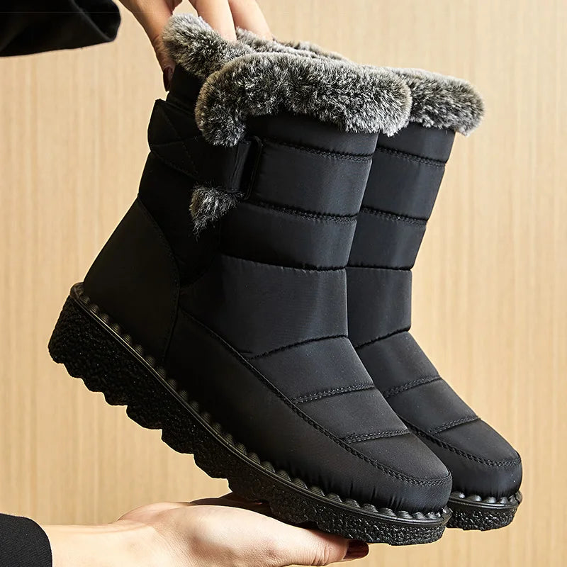 Women’s Winter Boots 2024 – Waterproof Ankle Snow Boots with Low Heels & Fur Lining