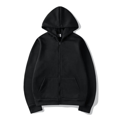 Fashion Zipper Hoodie — Casual Black, Gray & Blue Streetwear Sweatshirt for Men & Women
