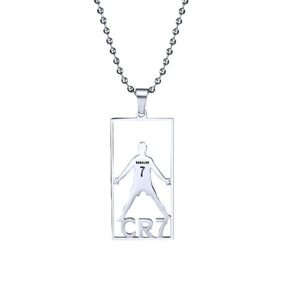 HNSP Stainless Steel Soccer Pendant Necklace – Cristiano Ronaldo & Lionel Messi CR7 Chain for Men