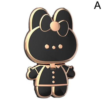 Universal Cat Mobile Phone Holder – 2-in-1 Metal Cell Phone Stand with Finger Grip & Makeup Mirror