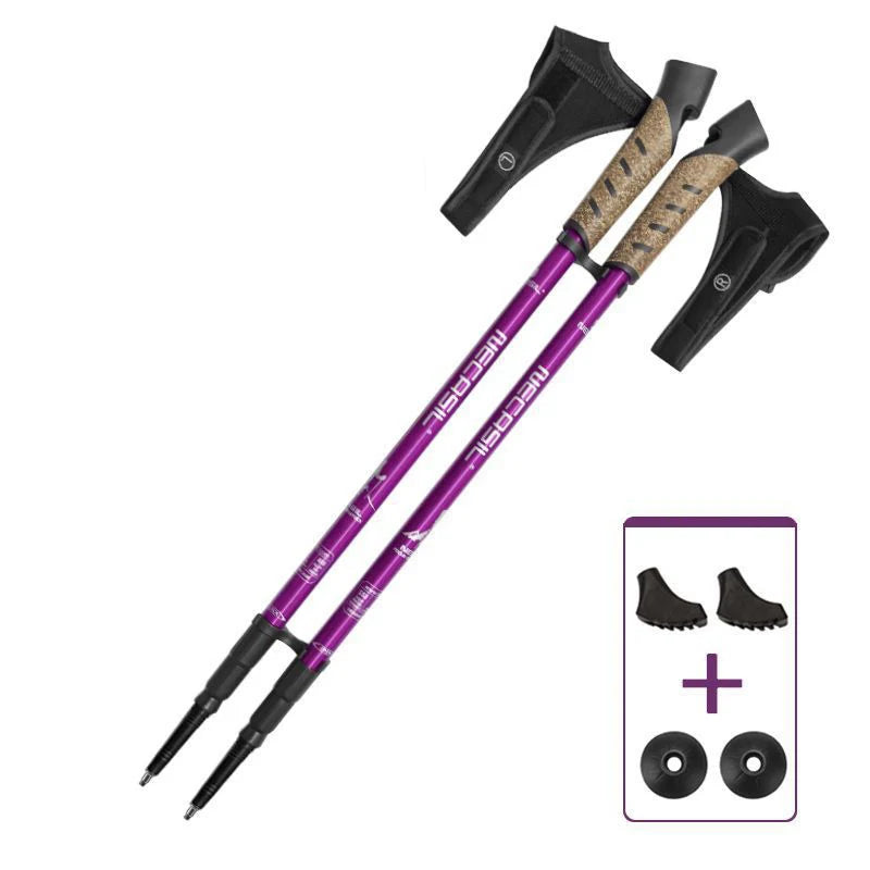 2PCS Nordic Walking Poles — Telescopic 7075 Aluminum Trekking Sticks for Hiking & Senderismo