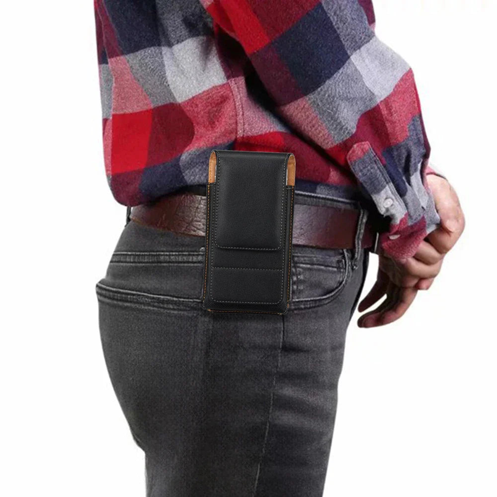 Universal Magnetic Leather Phone Belt Clip Case – 360° Rotating Waist Holster for iPhone, Samsung & Xiaomi