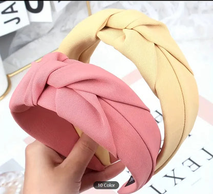 New Fashion Knotted Headbands for Women – Solid Color Cloth Hair Bands, Wide Soft Hair Hoop, Hair Accessories for Girls
