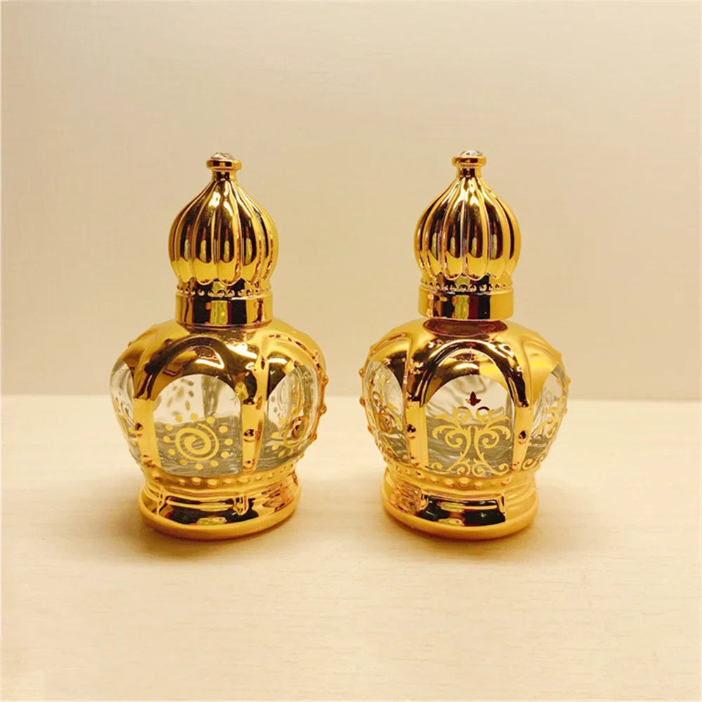 15ml Luxury Golden Essential Oil Roller Bottle - Refillable Glass Perfume Container for Cosmetics & Sample Test