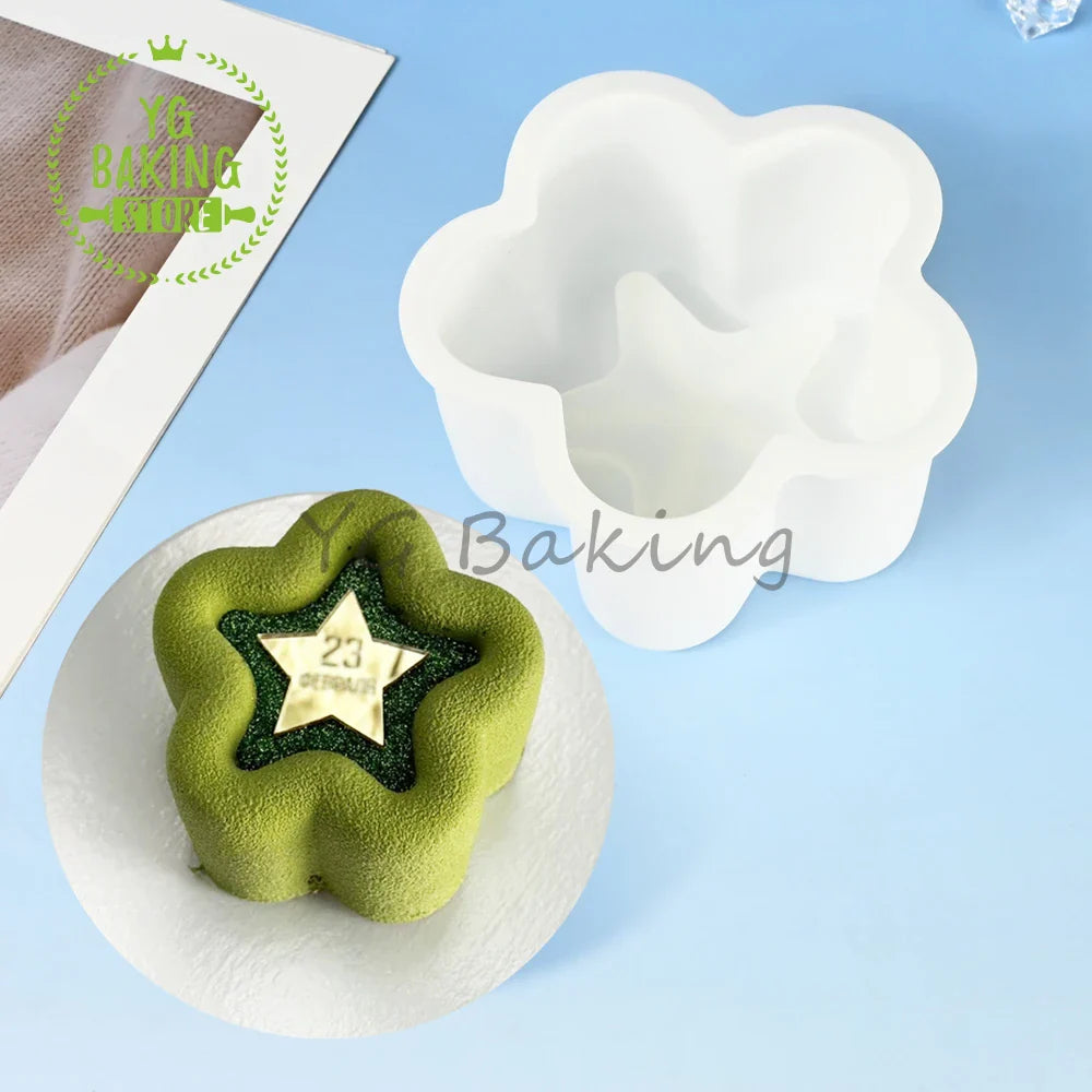 Dorica Silicone Dessert Mold — Single Bento Round, Heart, Square & Star Pudding, Mousse & Chocolate Baking Pan for DIY Cakes and Pastries