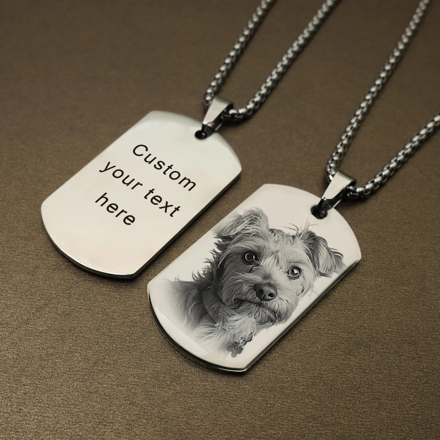Personalized Custom Photo & Message Necklace Pendant Keychain - Engraved Dog Tag, Customized Photo Necklace, Christmas Gift
