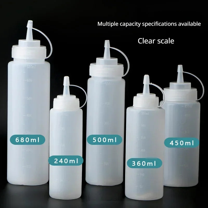 Large Squeeze Condiment Bottles with Nozzles – Ketchup, BBQ Sauce, Olive Oil Dispenser Bottles for Kitchen Use