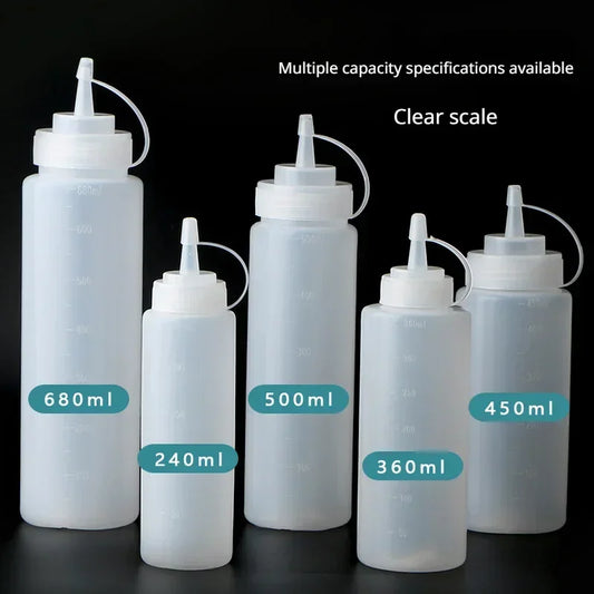 Large Squeeze Condiment Bottles with Nozzles – Ketchup, BBQ Sauce, Olive Oil Dispenser Bottles for Kitchen Use