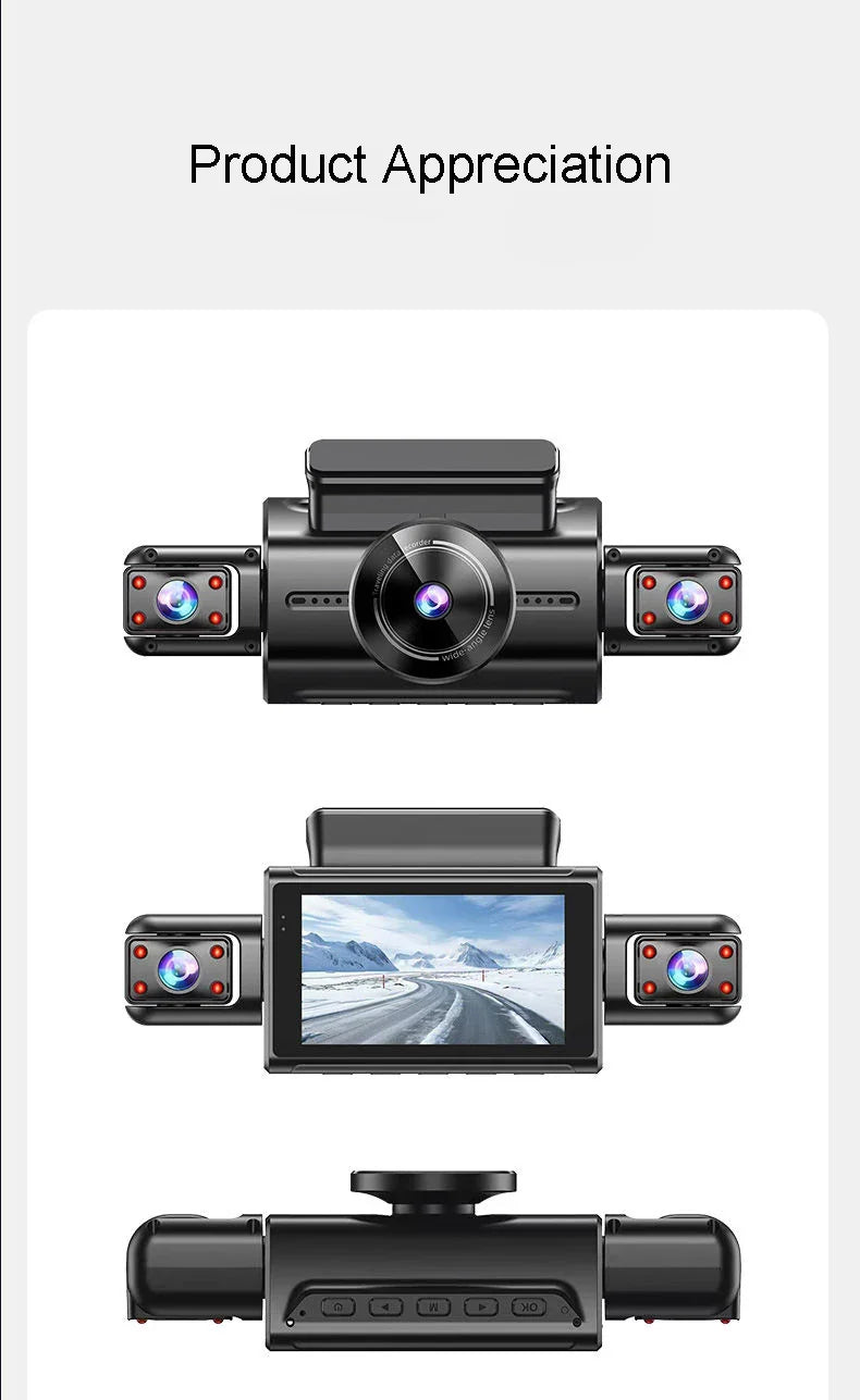 4 Channel Hidden Tachograph 4K Ultra HD Mini Dash Cam – Four Cameras with Rear View DVR, 24H Parking Monitor, BlackBox Video Recorder