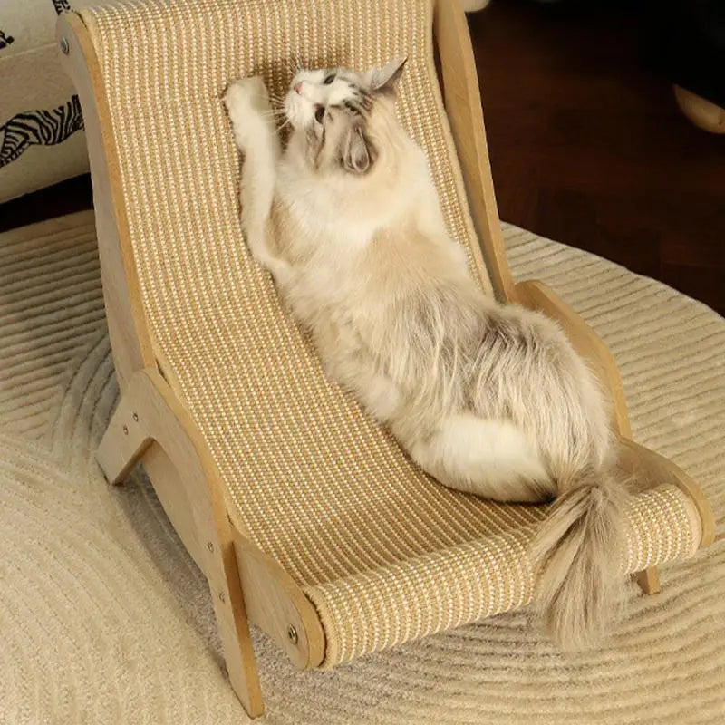 Sisal Wooden Cat Lounge Chair – Multi-Functional Cat Scratcher & Resting Chair, Pet-Friendly Scratch & Play Furniture for Cats