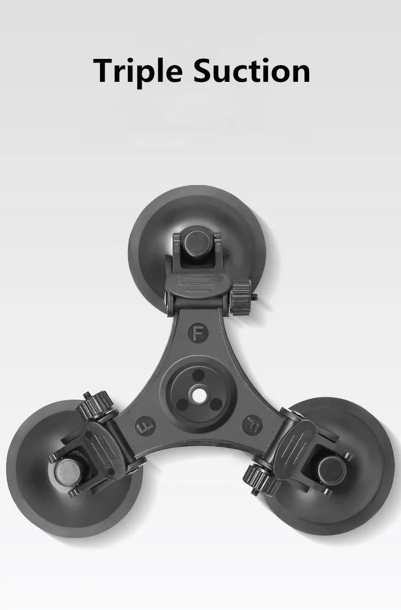 Suction Cup Car Mount with Tripod Adapter — Phone & GoPro Holder for Action Cameras