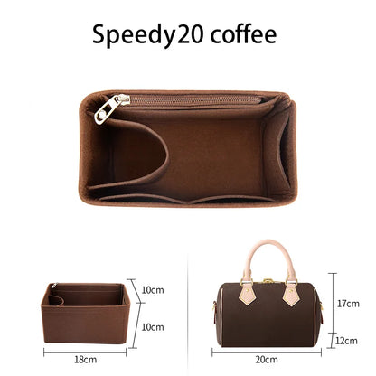WUTA Felt Insert Bag Organizer — Inner Liner for LV Speedy 20/25/30/35 Handbags, Makeup & Travel Purse Storage