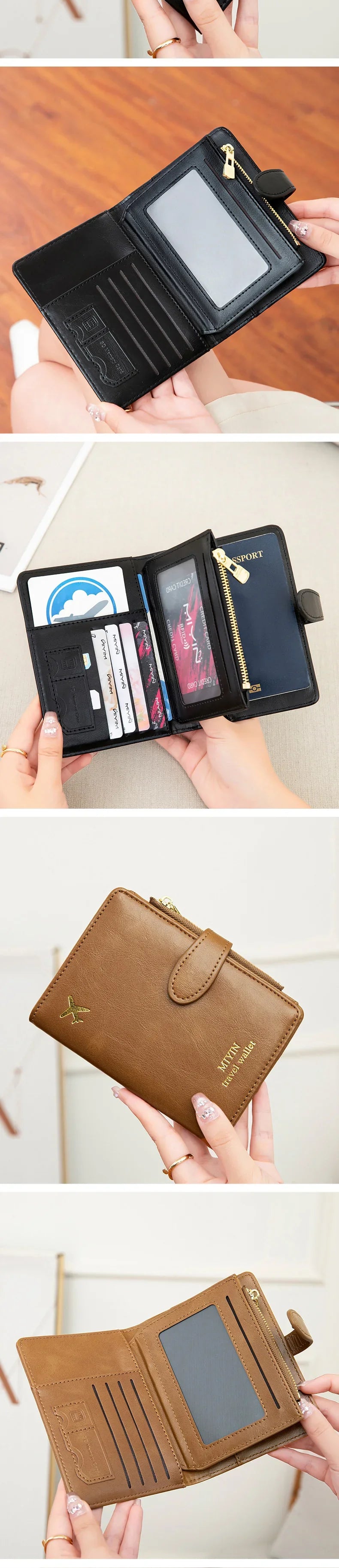 Multi-Functional RFID Anti-Theft Passport Bag – PU Leather Wallet with Multi Card Slots & Large Capacity