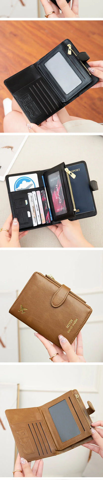 Multi-Functional RFID Anti-Theft Passport Bag – PU Leather Wallet with Multi Card Slots & Large Capacity