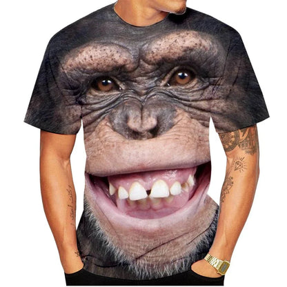 Men’s 3D Gorilla Monkey T-Shirt - Funny Graphic Print Summer Short Sleeve Shirt