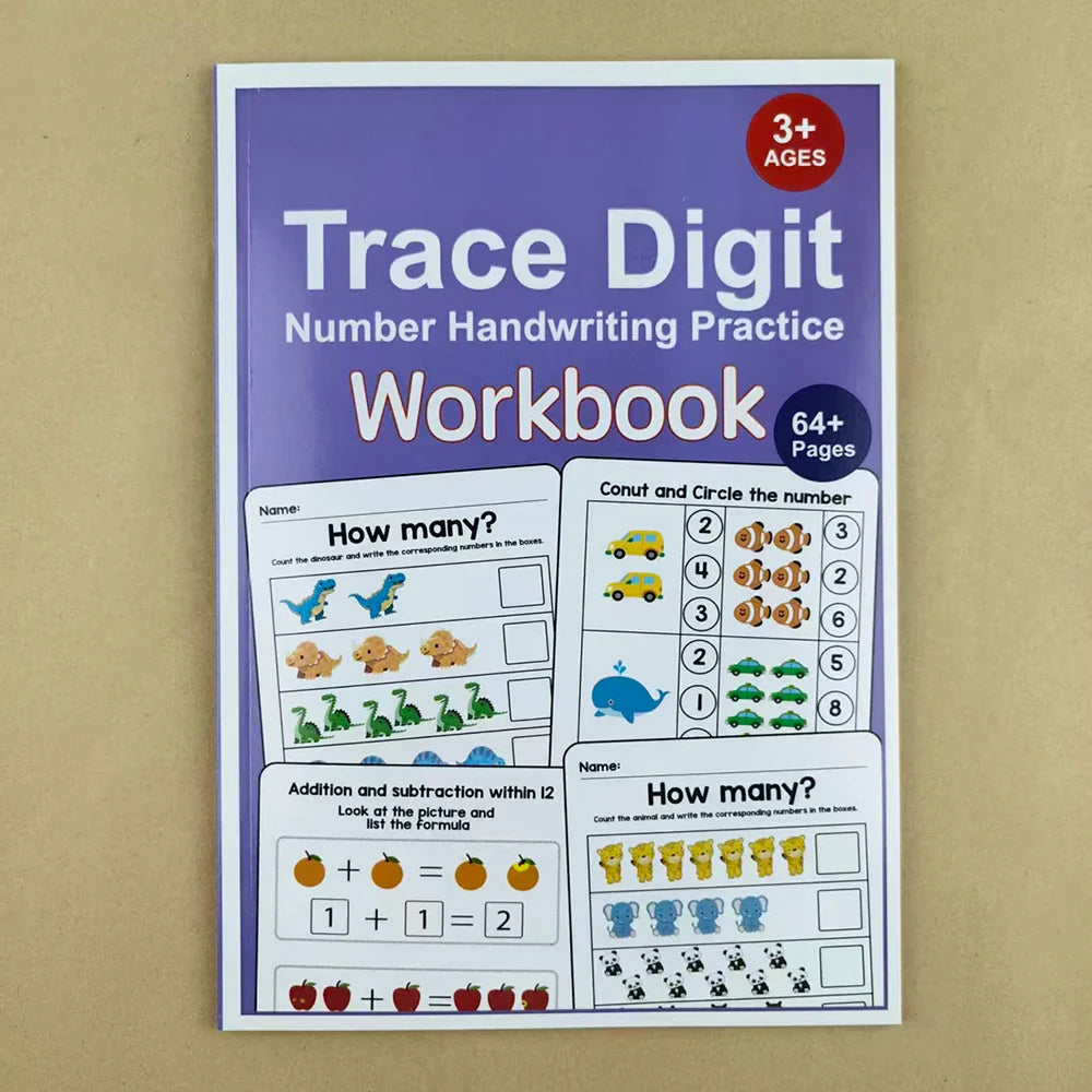Interactive Preschool Math Workbook – Number Tracing, Addition & Subtraction Worksheets for Early Learning Activities