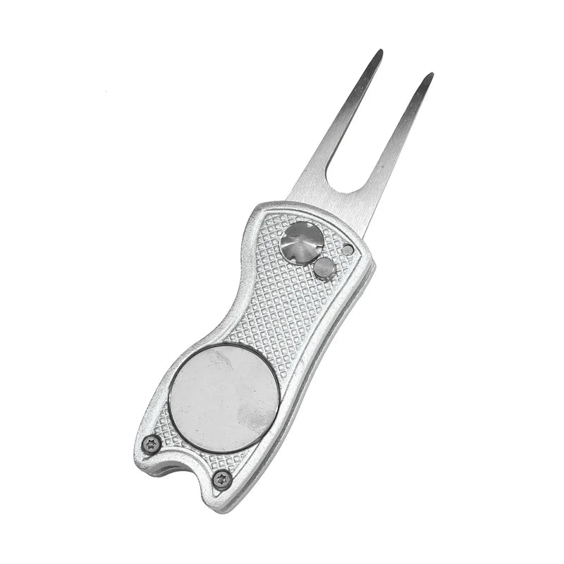 Foldable Golf Divot Repair Tool – Ball Marker & Groove Cleaner Putting Green Fork Accessory