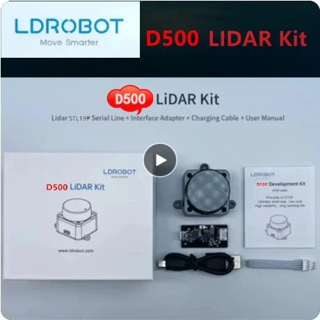 LDROBOT D500 360° Lidar Scanner — TOF Laser Radar 30000Lux, ROS1/ROS2 Compatible, Indoor & Outdoor Replacement for D300 Kit