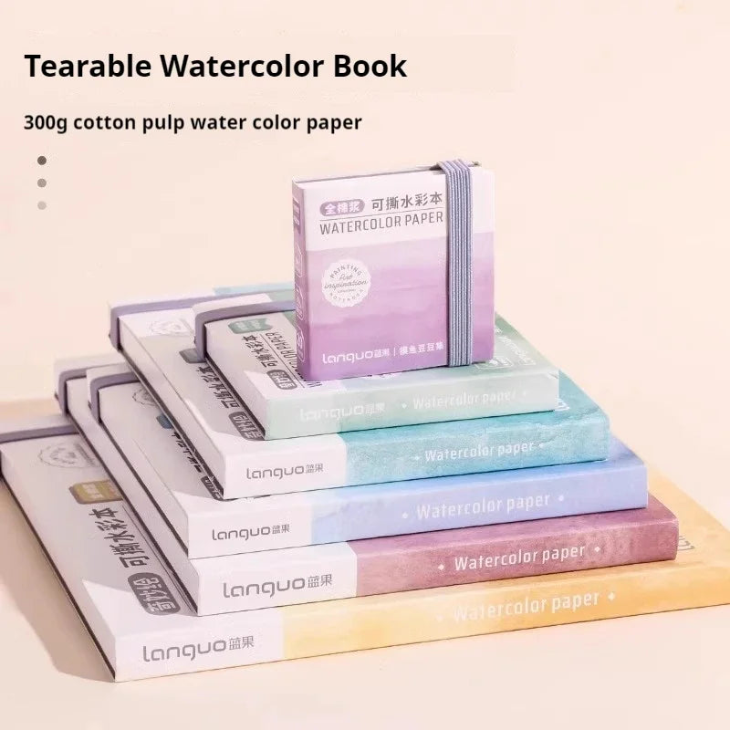 100% Cotton Mini Watercolor Paper Book – 300gsm Tearable Sketchbook Journal for Drawing & Painting