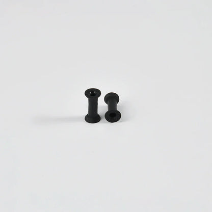 Pair of Supersize Black Silicone Double Flared Ear Tunnel Plugs — Flesh Gauge Expander Stretchers for Piercing