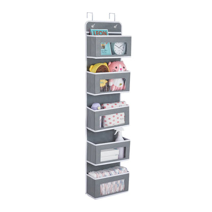 Over The Door Hanging Organizer - 1/3/4/5 Pocket Wall Mounted Storage Rack for Bathroom, Dorm & Clothes