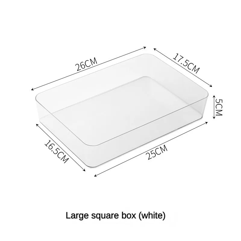 4PCS Clear Plastic Desk & Drawer Organizers – Makeup Storage Boxes for Office & Bathroom