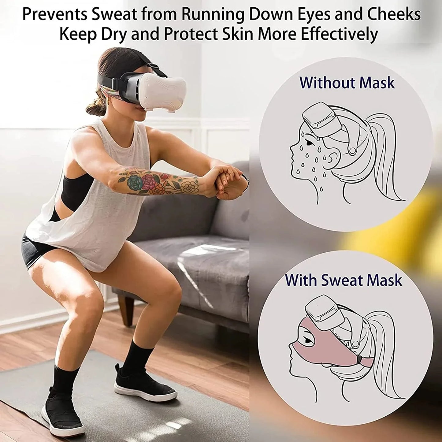 Breathable Eye Mask & Sweat Band for Meta Oculus Quest 2 – VR Headset Cover Accessory