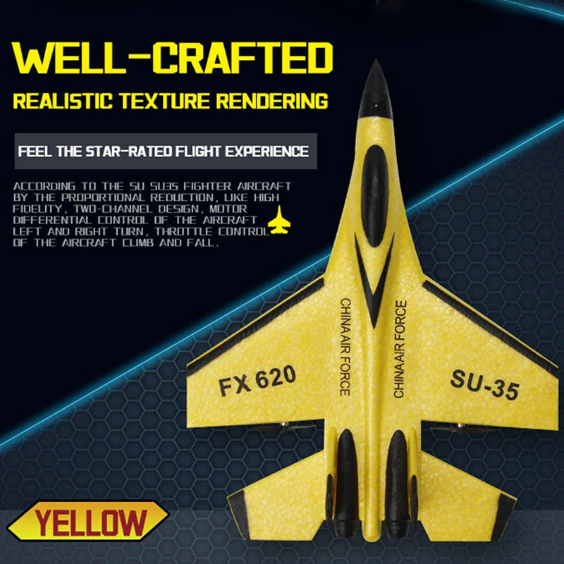 RC SU-35 Foam Fighter Jet – 2.4G Remote Control Glider Airplane Toy for Kids & Boys