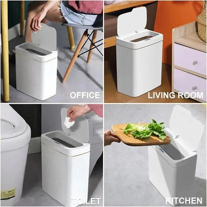 15L Touchless Smart Sensor Trash Can – Waterproof Automatic Garbage Bin for Kitchen, Bathroom & Bedroom