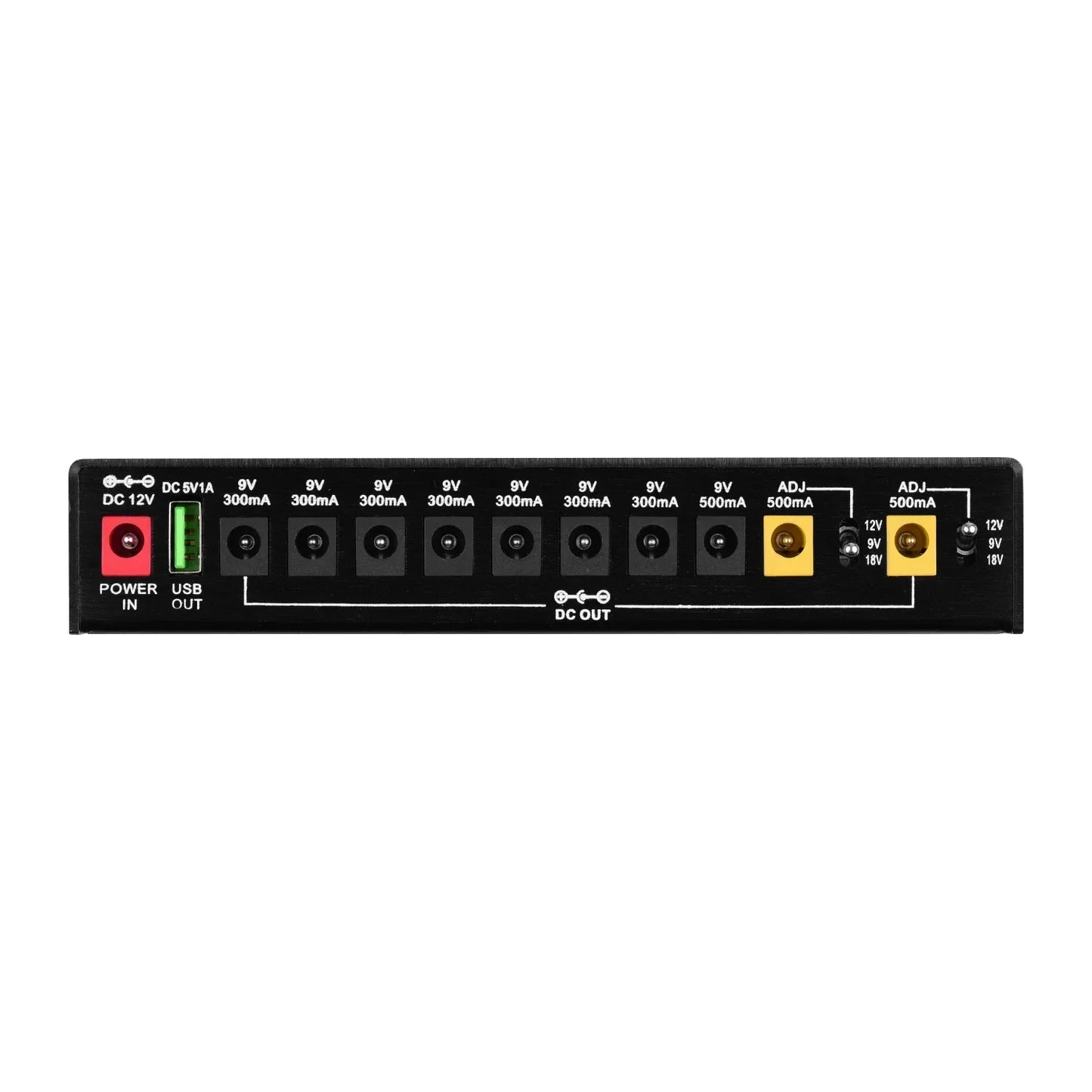 MOSKY ISO 10 Guitar Effect Pedal Power Supply – 10 Isolated DC Outputs, 5V USB Output, 9V 12V 18V Protection for Guitar Accessories